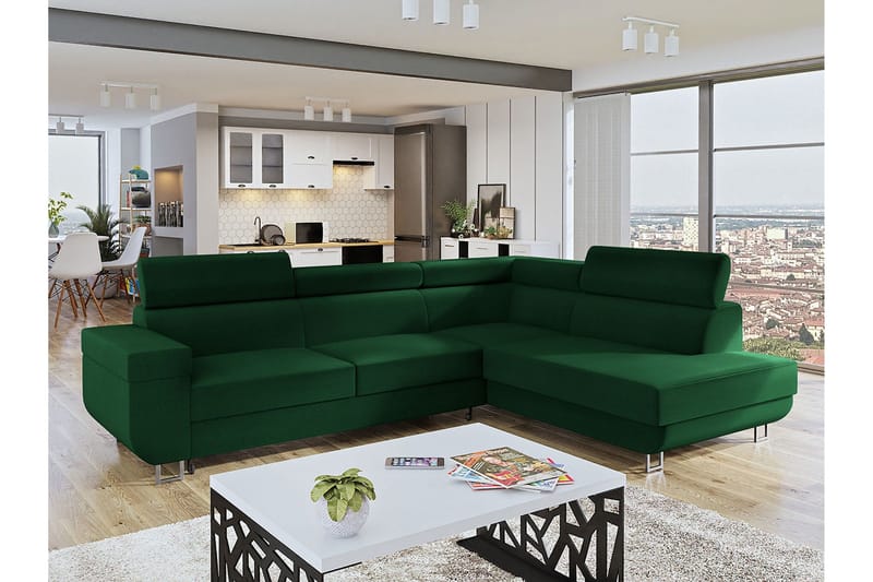 Fonti 3-personers Hjørnesovesofa - Grøn - Møbler - Sofaer - Sovesofaer