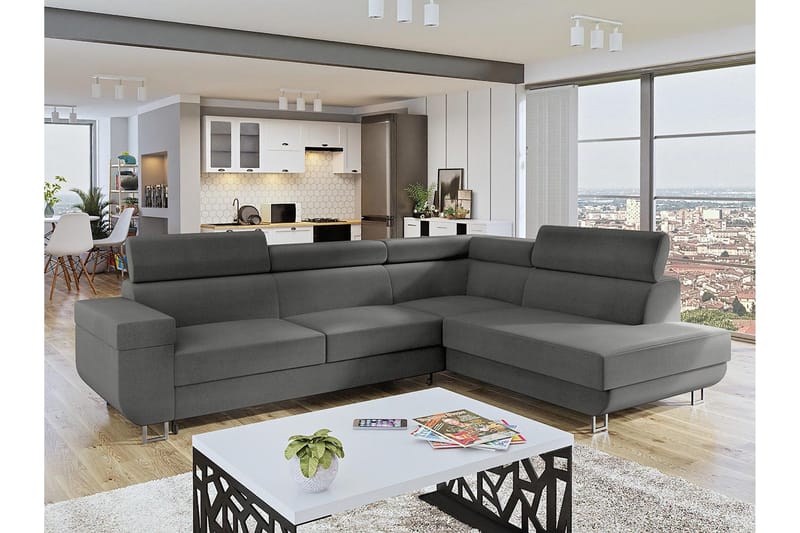 Fonti 3-personers Hjørnesovesofa - Grå - Møbler - Sofaer - Sovesofaer