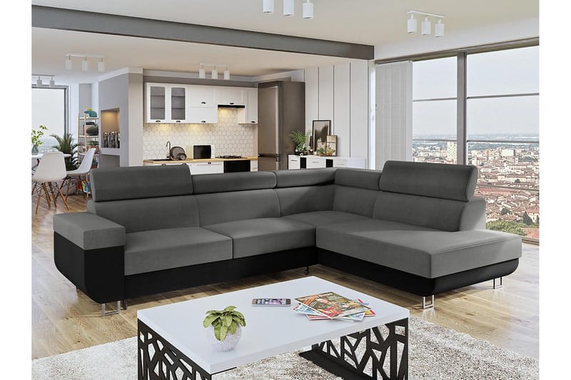Fonti 3-personers Hjørnesovesofa - Grå - Møbler - Sofaer - Sovesofaer