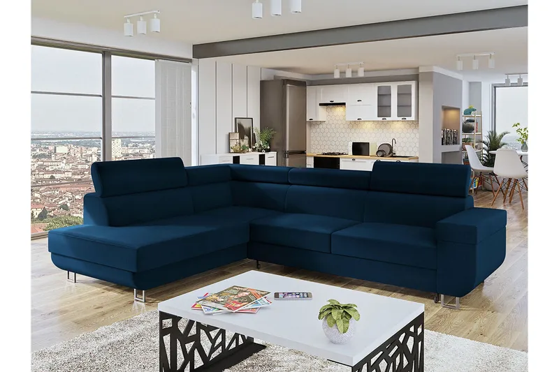 Fonti 3-personers Hjørnesovesofa - Blå - Møbler - Sofaer - Sovesofaer