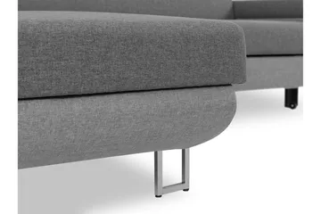 Fonti 4-personers Højrevendt L-formet Sovesofa med Opbevaring i Plys - Grå - Møbler - Sofaer - Sovesofaer