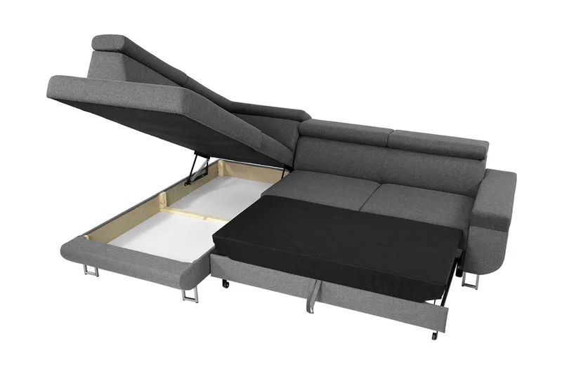 Fonti Sovesofa m. Chaiselong 3-Pers. L-formet - Grå - Møbler - Sofaer - Sovesofaer