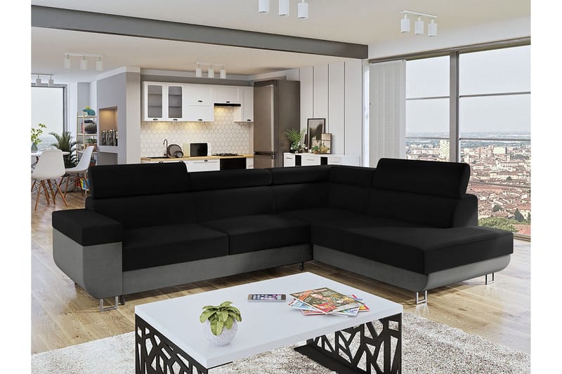 Fonti Sovesofa m. Chaiselong 3-Pers. L-formet - Grå - Møbler - Sofaer - Sovesofaer