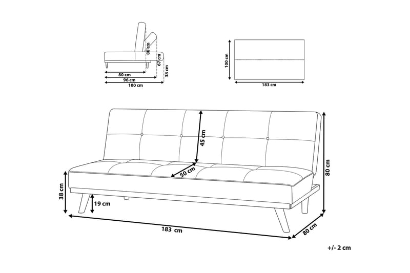 Froya sovesofa 183 cm - Grå - Sovesofaer