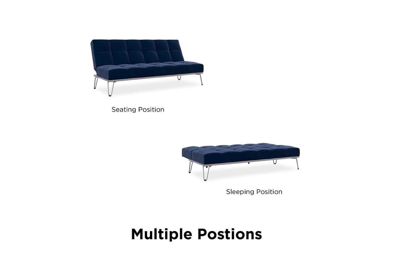 Elle Futon Velour/Blå - Novogratz - Møbler - Sofaer - Sovesofaer - Futon - Futon sofa