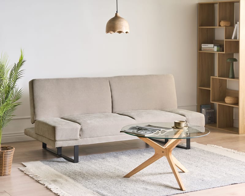 Sovesofa York Chenille - Lys beige - Møbler - Sofaer - Sovesofaer - 2 personers sovesofa