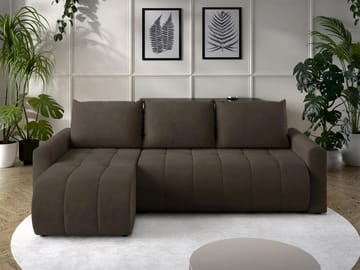 Fynrican 3-personers sovesofa med chaiselong - Polo 877 (mørkebrun) - Møbler - Sofaer - Sovesofaer