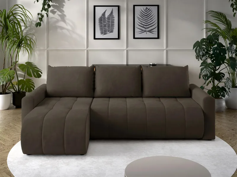 Fynrican 3-personers sovesofa med chaiselong - Polo 877 (mørkebrun) - Møbler - Sofaer - Sovesofaer