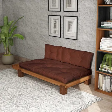 Fynros 2-personers Sovesofa - Mørkerød/Natur - Møbler - Sofaer - Sovesofaer