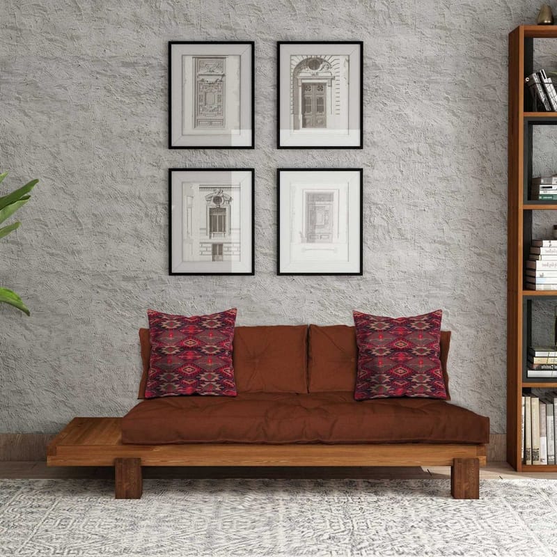 Fynros 2-personers Sovesofa - Mørkerød/Natur - Møbler - Sofaer - Sovesofaer