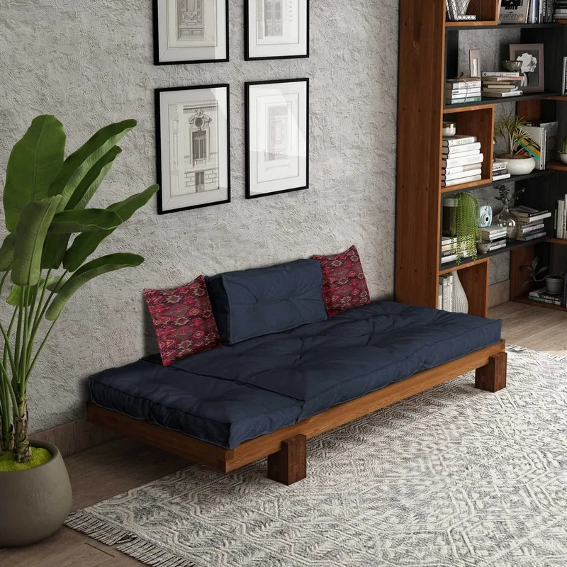 Fynros 2-personers Sovesofa - Natur/Marineblå - Møbler - Sofaer - Sovesofaer