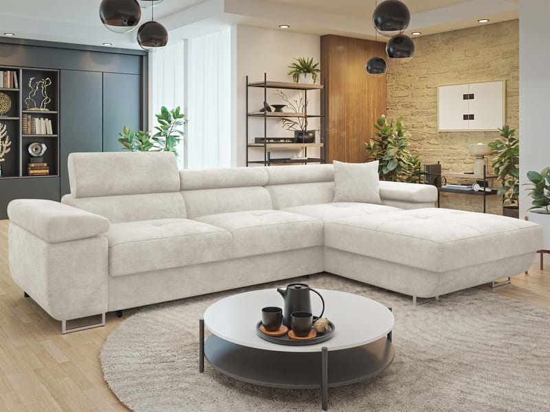 Gabina 3-personers sovesofa med chaiselong - beige - Møbler - Sofaer - Sovesofaer