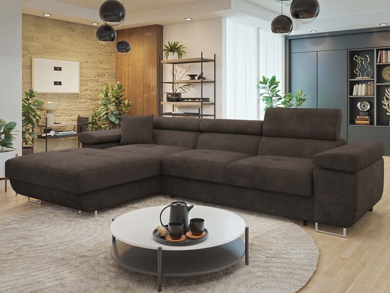 Gabina 3-personers sovesofa med chaiselong - brun - Møbler - Sofaer - Sovesofaer