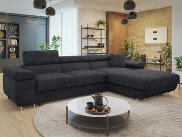 Gabina 3-personers sovesofa med chaiselong - sort - Møbler - Sofaer - Sovesofaer