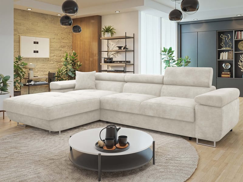 Gabina 3-personers sovesofa med chaiselong - beige - Møbler - Sofaer - Sovesofaer