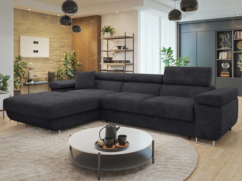 Gabina 3-personers sovesofa med chaiselong - sort - Møbler - Sofaer - Sovesofaer