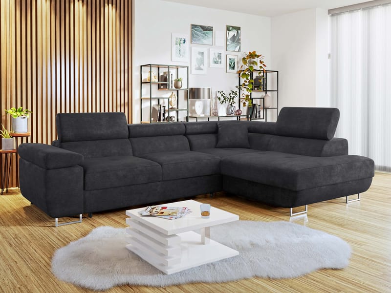 Gabina 4-personers sovesofa med chaiselong - sort - Møbler - Sofaer - Sovesofaer