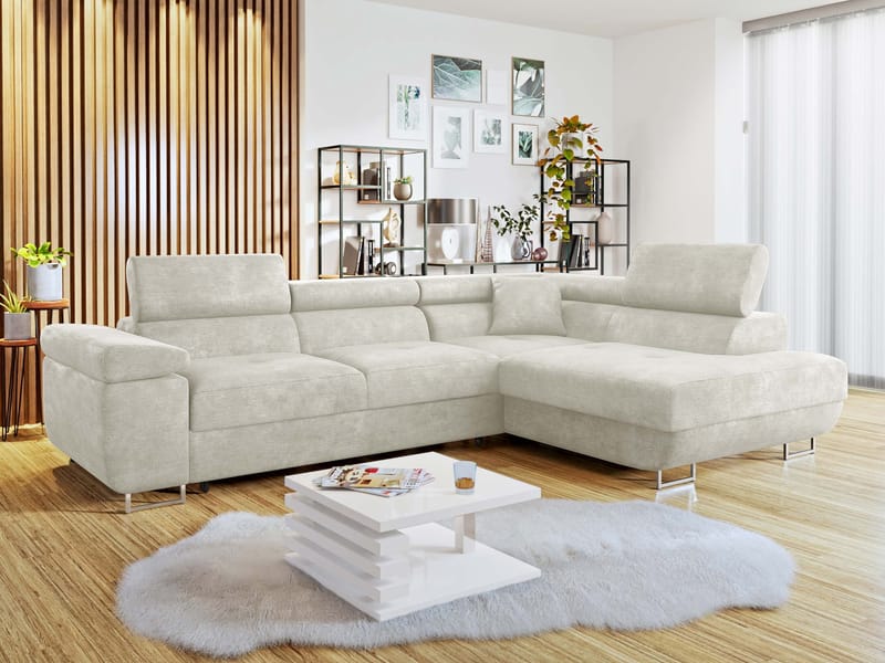 Gabina 4-personers sovesofa med chaiselong - beige - Møbler - Sofaer - Sovesofaer