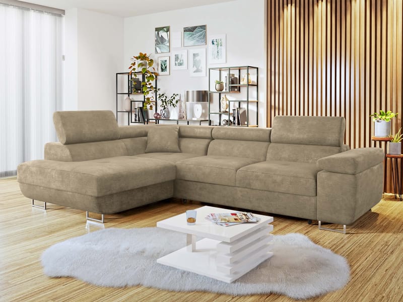Gabina 4-personers sovesofa med chaiselong - beige - Møbler - Sofaer - Sovesofaer