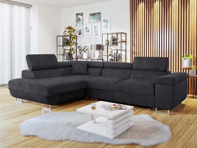 Gabina 4-personers sovesofa med chaiselong - sort - Møbler - Sofaer - Sovesofaer
