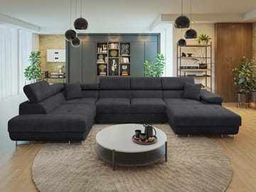 Gabina 5-personers U-formet sovesofa med chaiselong og chaiselong - sort - Møbler - Sofaer - Sovesofaer