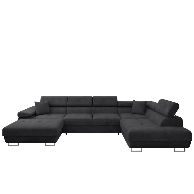 Gabina 5-personers U-formet sovesofa med chaiselong og chaiselong, sort