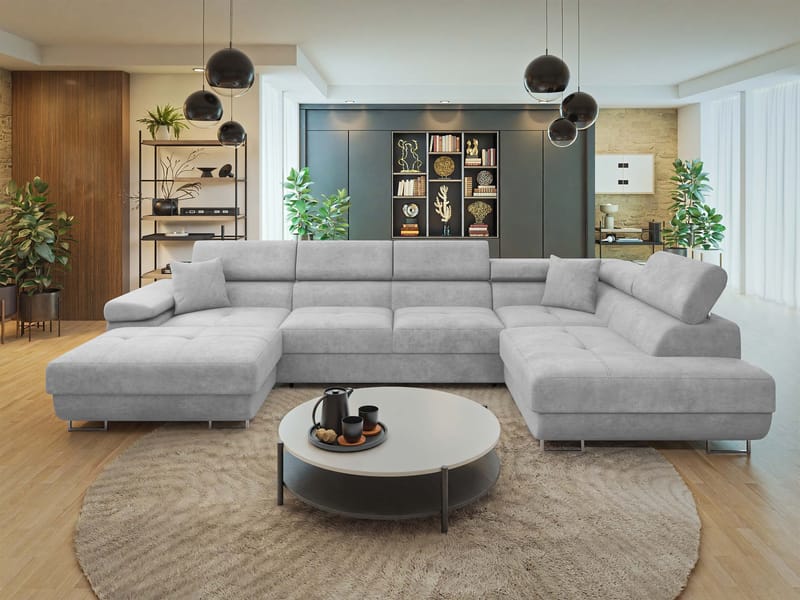 Gabina 5-personers U-formet sovesofa med chaiselong og chaiselong - grå - Møbler - Sofaer - Sovesofaer