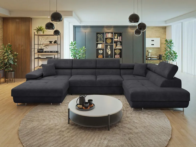 Gabina 5-personers U-formet sovesofa med chaiselong og chaiselong - sort - Møbler - Sofaer - Sovesofaer