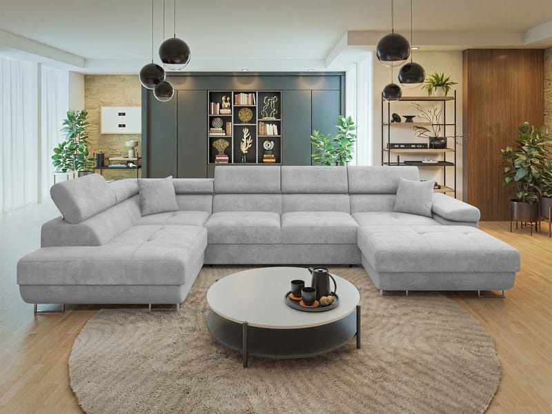 Gabina 5-personers U-formet sovesofa med chaiselong og chaiselong - grå - Møbler - Sofaer - Sovesofaer