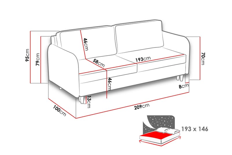 Gaja 2-Pers. Sofa - Beige - Møbler - Sofaer - Sovesofaer