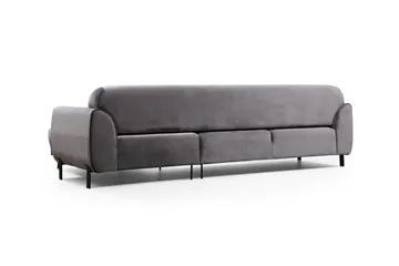 Gajanejos 3-personers Højre L-formet Sovesofa med Chaiselong i Fløjl - Grå - Møbler - Sofaer - Sovesofaer