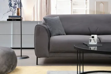 Gajanejos 3-personers Højre L-formet Sovesofa med Chaiselong i Fløjl - Grå - Møbler - Sofaer - Sovesofaer