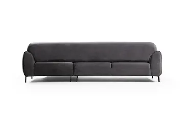 Gajanejos 3-personers Højre L-formet Sovesofa med Chaiselong i Fløjl - Grå - Møbler - Sofaer - Sovesofaer