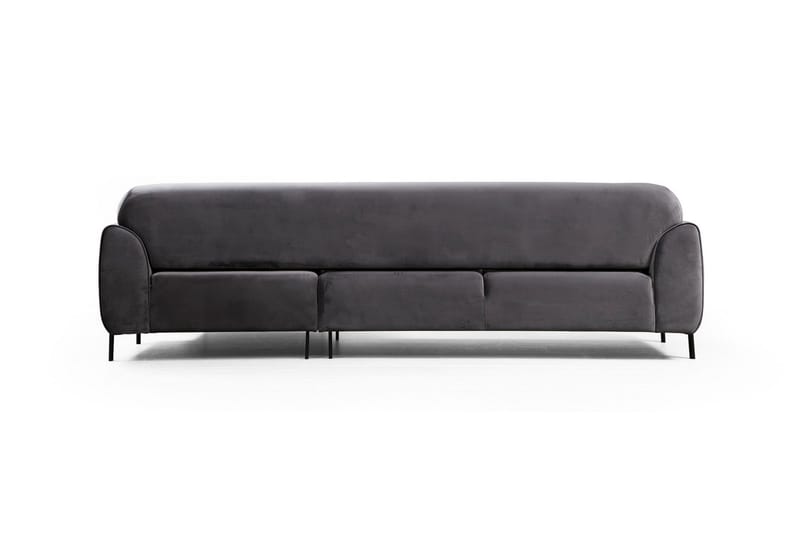 Gajanejos 3-personers Højre L-formet Sovesofa med Chaiselong i Fløjl - Grå - Møbler - Sofaer - Sovesofaer