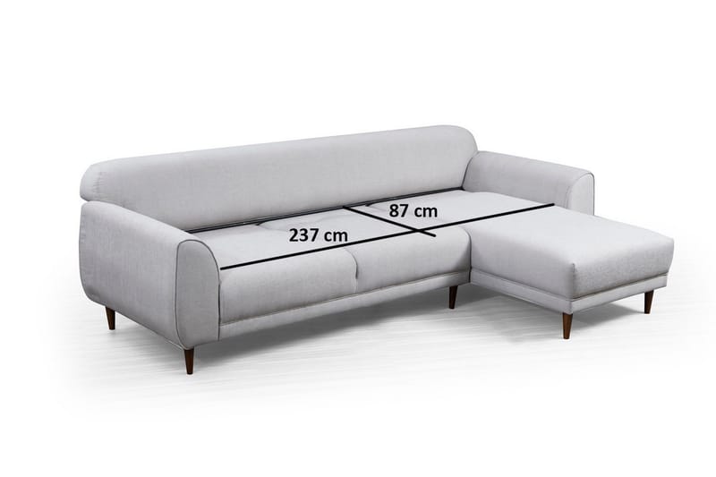 Gajanejos 5-personers Højrevendt L-formet Sovesofa 87x237 cm i Stof - Beige - Møbler - Sofaer - Sovesofaer