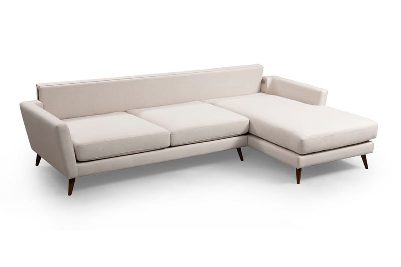 Gajanejos 5-personers Højrevendt L-formet Sovesofa 93x273 cm i Stof - Cremehvid - Møbler - Sofaer - Sovesofaer - Sovesofa chaiselong
