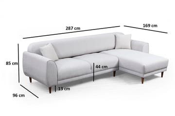 Gajanejos 5-personers Højrevendt L-formet Sovesofa 87x237 cm i Stof - Beige - Møbler - Sofaer - Sovesofaer