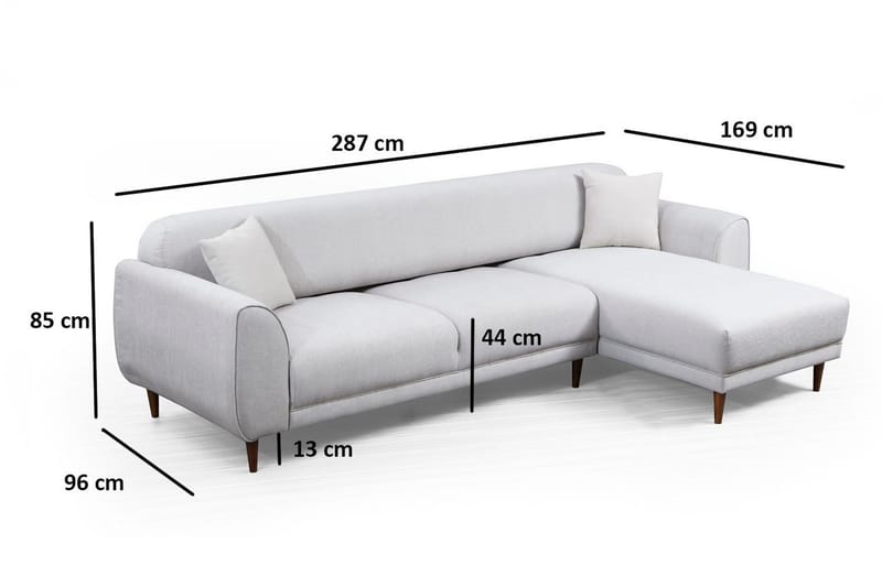 Gajanejos 5-personers Højrevendt L-formet Sovesofa 87x237 cm i Stof - Beige - Møbler - Sofaer - Sovesofaer