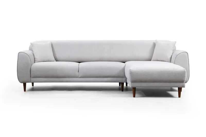 Gajanejos 5-personers Højrevendt L-formet Sovesofa 87x237 cm i Stof, Beige
