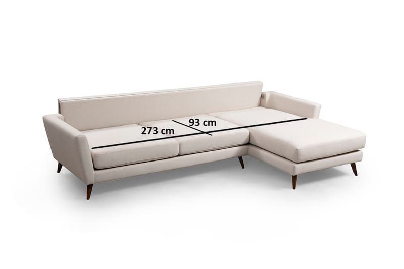 Gajanejos 5-personers Højrevendt L-formet Sovesofa 93x273 cm i Stof - Cremehvid - Møbler - Sofaer - Sovesofaer - Sovesofa chaiselong