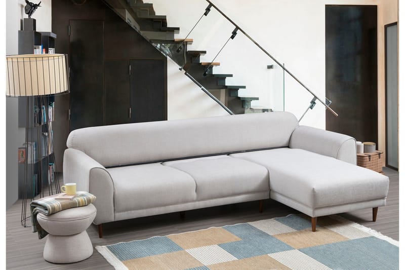 Gajanejos 5-personers Højrevendt L-formet Sovesofa 87x237 cm i Stof - Beige - Møbler - Sofaer - Sovesofaer