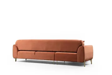 Gajanejos Venstrevendt Sovesofa med Chaiselong 87x237 cm i Fløjl - Terracotta - Møbler - Sofaer - Sovesofaer