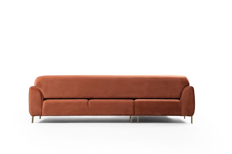 Gajanejos Venstrevendt Sovesofa med Chaiselong 87x237 cm i Fløjl - Terracotta - Møbler - Sofaer - Sovesofaer