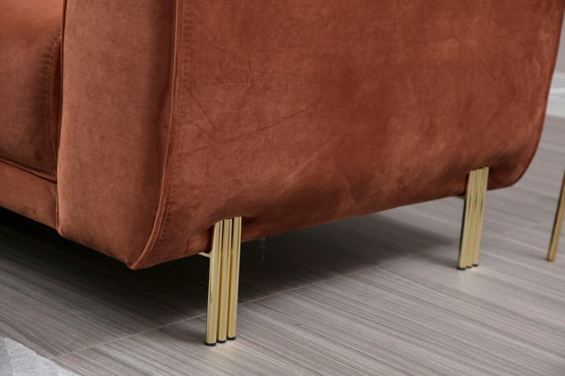 Gajanejos Venstrevendt Sovesofa med Chaiselong 87x237 cm i Fløjl - Terracotta - Møbler - Sofaer - Sovesofaer