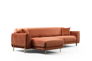Gajanejos Venstrevendt Sovesofa med Chaiselong 87x237 cm i Fløjl - Terracotta - Møbler - Sofaer - Sovesofaer