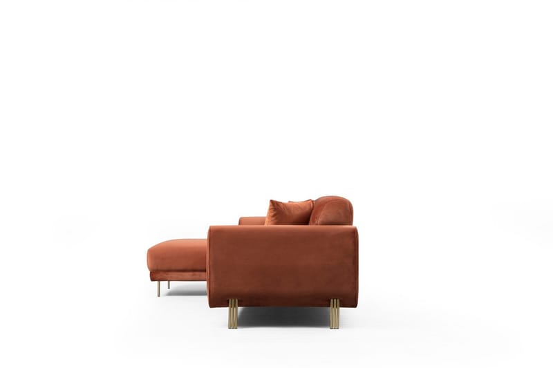 Gajanejos Venstrevendt Sovesofa med Chaiselong 87x237 cm i Fløjl - Terracotta - Møbler - Sofaer - Sovesofaer