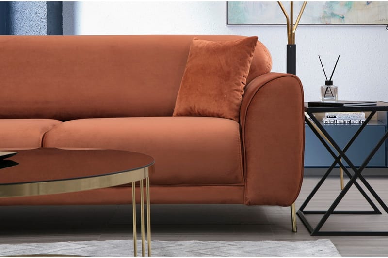 Gajanejos Venstrevendt Sovesofa med Chaiselong 87x237 cm i Fløjl - Terracotta - Møbler - Sofaer - Sovesofaer