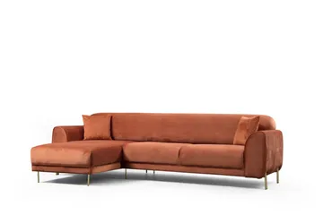 Gajanejos Venstrevendt Sovesofa med Chaiselong 87x237 cm i Fløjl - Terracotta - Møbler - Sofaer - Sovesofaer