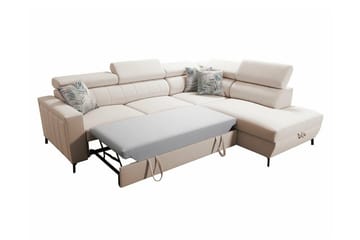 Galbally 3-sæders Hjørnesovesofa Venstre 265x224 cm med Opbevaring i Velour - Mørkeblå - Møbler - Sofaer - Sovesofaer