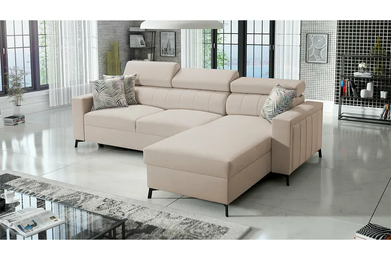 Galbally 3-sits Hörnbäddsoffa beige - Møbler - Sofaer - Sovesofaer
